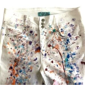 WAX Jeans Paint splatter white Jeans. Butt I love you Abstract High Waist. PRIDE